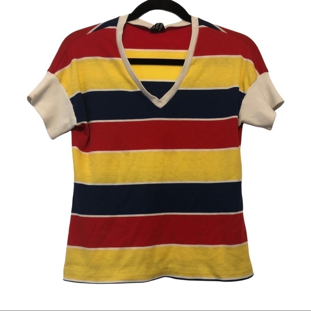 Vintage Catalina Color Block V-Neck Shirt - Picture 2 of 8